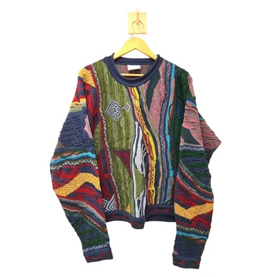 VTG COOGI Australia 3D Knit Sweater XL Biggie Style Multicolor Hip Hop 90s - Image 1 of 4