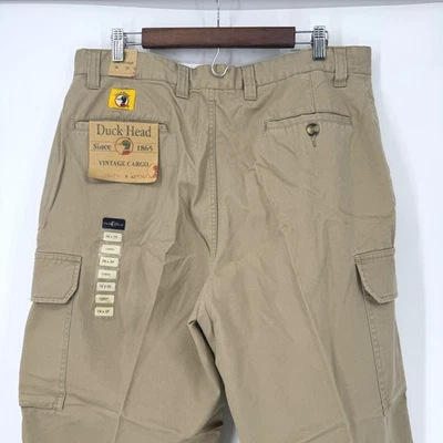 Calça cargo Duck Head vintage masculina 38x29 bege ripstop utilitário trabalho nova com etiquetas - Imagem 1 de 4