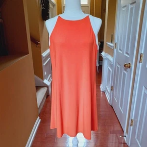Tash + Sophie Shift Dress Womens Large Orange White Sleeveless NWT - Picture 1 of 20