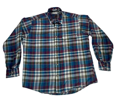 Vintage Sears Roebuck And Co. Flannel Long Sleeve Single Flap Pocket Sz Large - Image 1 of 4