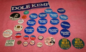 Lote De Colección Reagan, Bush, Nixon & Kemp Campaña Pin Botones Traseros - Imagen 1 de 5