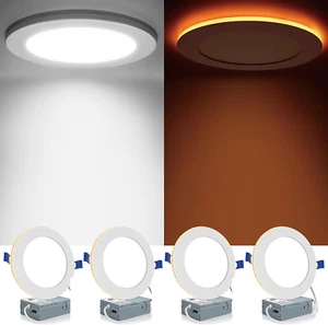 4 Pack 6 Inch 5CCT LED Canless Recessed Lighting with Night Light, 2700K/3000K/3 - Picture 1 of 6
