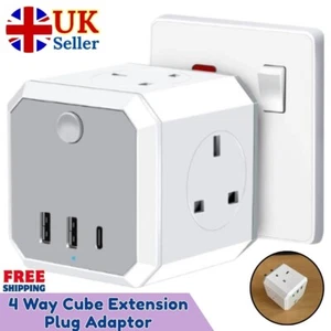 Doppelstecker Adapter 4-fach Mehrfachstecker Verlängerungsadapter Überspannungsschutz für Zuhause - Bild 1 von 15