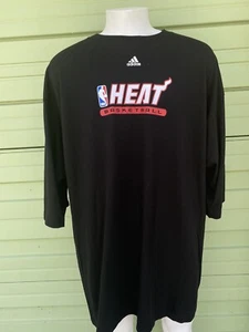NEW MIAMI HEAT ADIDAS MEN WARM UP BLACK SHIRT COTTON FBA 2XLT 2XL TALL COTTON - Picture 1 of 5