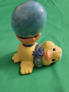 Lindo lote de 2 soporte decoración huevo y pollito bebé porcelana mármol azul Pascua regalo - Imagen 1 de 9