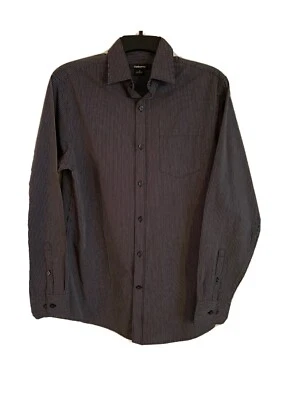 Camisa de vestir para hombre Claiborne talla S negra a rayas con botones manga larga Foto 1 de 4
