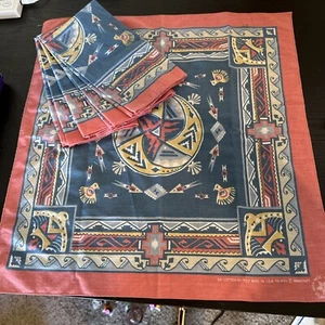 Vintage Wamcraft 21"" x 20"" Bandana Southwestern Native American Thunderbird 5 - Bild 1 von 7