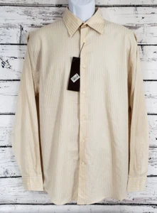 Perry Ellis Striped Cotton Button Down Long Sleeve Shirt Men's Size Large - NEW - Picture 1 of 4