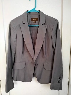 Blazer Merona para mujer talla 6 manga larga un solo pecho gris chaqueta de carrera Foto 1 de 4