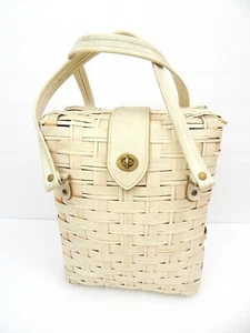 VTG White Painted Wicker Ladies Handbag Purse SAFCO Bag Japan Tropical Beach  - Picture 1 of 10