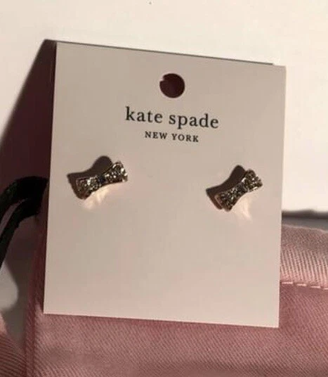 Kate Spade O0RU1561 Ready Set Bow Rose Gold Tone Glitter Earrings