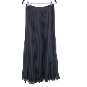 BCBGMAXAZRIA Accordion Pleated Maxi Skirt M Black Sheer Elastic Waist Formal - Picture 1 of 10