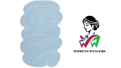Woman Weaver Irregular Pastel Blue Designer Wool Luxury Hand Tufted Area Rug - Image 1 of 4