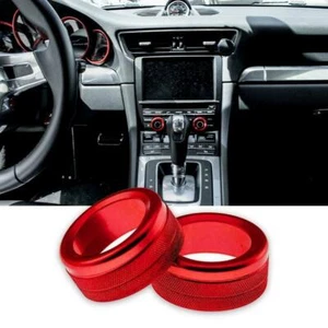 2x Red Alloy Volume Radio Switch Knob Covers For Porsche 911 Cayenne Macan 718 - Picture 1 of 10