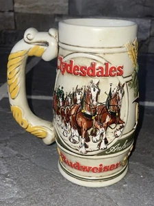 Vintage 1983  Budweiser Christmas Beer Stein Clydesdale Holiday Mug  Ceramarte  - Picture 1 of 5