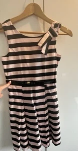 REVIEW Designer Girls Black/Pink stripe sleeveless Dress size 12 - Picture 1 of 3