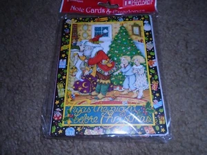 Juego de 8 tarjetas en blanco de Mary Engelbreit con Santa Noche antes de Navidad NUEVO - Imagen 1 de 1