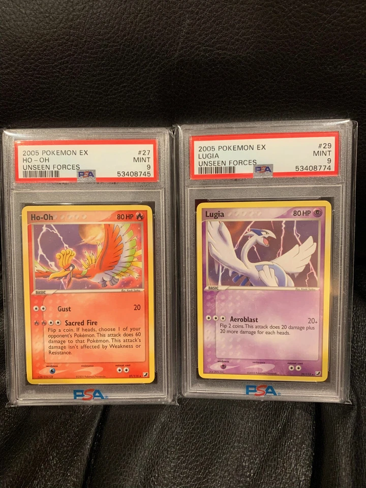 PSA 9 Non-Holo Ho-Oh & Lugia Pokemon Card EX Unseen Forces 27/115 & 29/115  - Image 1 of 1