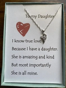 Sterling silver heart Pendant necklace w/ love poem for your daughter. - Bild 1 von 1