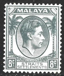 MALAYSIA / STRAITS SETTLEMENTS KGV1 1938 8c GREY MINT - Picture 1 of 2