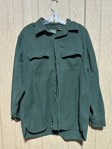 LL Bean Shirt Mens L Green Heavy Flannel Button Chore Shirt SEE NOTES - Picture 1 of 7