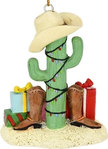 NO PACKAGING-Cactus Albero di Natale Ornato con Stivali da Cowboy, Cappelli da Cowboy, Regali - Foto 1 di 6