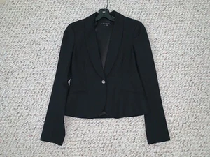 Theory Size 2 Black Blazer Wool Blend Becky W Tailor One Button Faux Pockets EUC - Picture 1 of 8