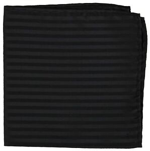 New Men's Polyester Woven pocket square hankie only black tone on tone stripes