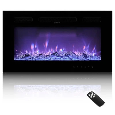 Electric Fireplace 50" Wall Mounted Recessed Heater with Remote & 12 Color Flame - Image 1 of 4