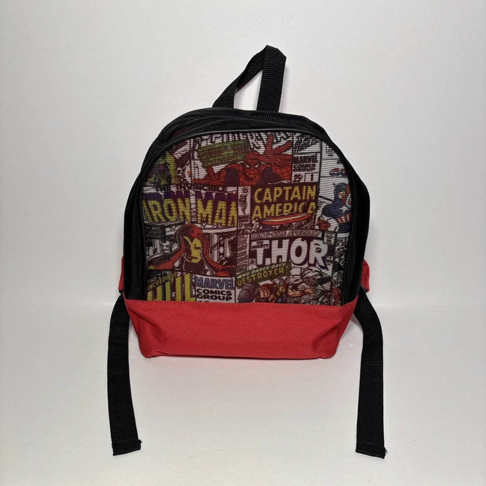 Mochila de viagem colecionável estilo quadrinhos clássico Universo Marvel preta e vermelha - Imagem 1 de 4