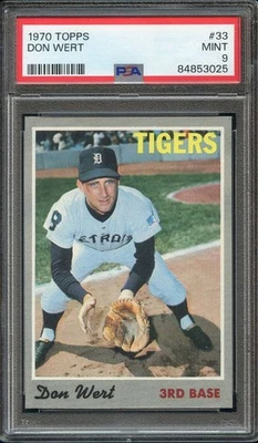 1970 TOPPS #33 DON WERT PSA 9 TIGERS *B70045 - Image 1 of 2