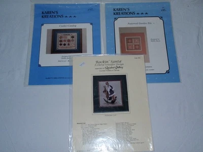 Lote de 3 gráficos de punta de aguja contados de creaciones de karens de Navidad Cheryl Schaeffer Foto 1 de 4