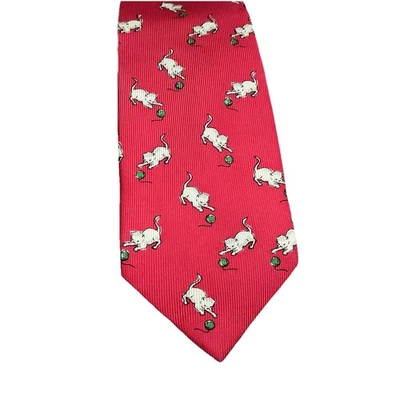 Corbata de gato Ermenegildo Zegna roja seda juguetona gatito gatito hilo amante de los animales Foto 1 de 4