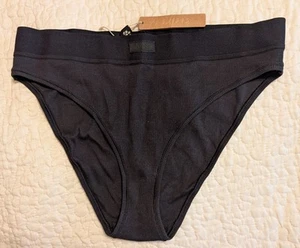Skims New Large Black Cotton Rib Mid Rise Brief Women's Underwear - Picture 1 of 6