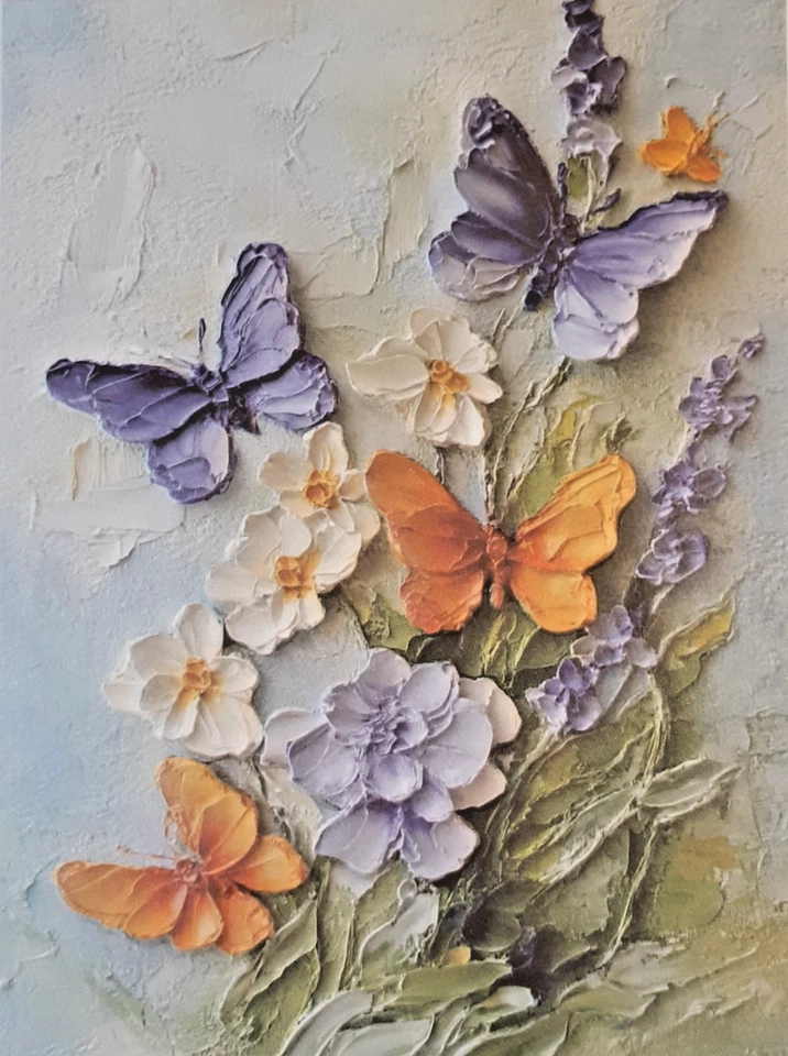 una tarjeta floral cualquier ocasión con flores y mariposas ED#131 Foto 1 de 1