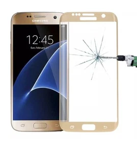 New Samsung Galaxy S6 Edge Curved Full Glass Tempered 3D Screen Protector Gold - Picture 1 of 4