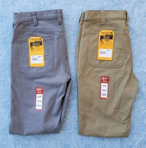 NWT 2 pairs Carhartt Men's SLIM Fit Pants 33x34 Light Gray duck + Tan canvas - Picture 1 of 15