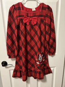 Disney Minnie Mouse Girls red/ black plaid Christmas nightgown - Picture 1 of 10