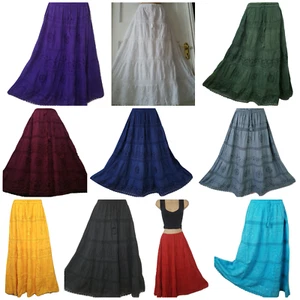 Cotton Plus Skirt Long Maxi Embroidered Boho Summer Lined Casual 16 18 20 22 24 - Picture 1 of 84