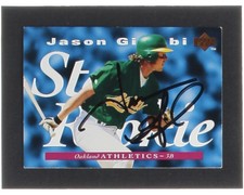 A's ~ Jason Giambi Signed ~ 1995 Upper Deck #222 RC Rookie Baseball Card Beckett