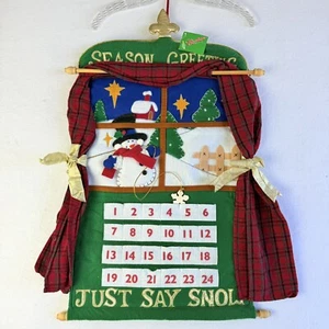 Christmas Advent Calendar Window Pockets Snowflake Counter Vintage - Picture 1 of 7