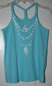 Gap Kids Girl's Top Racer Back with Necklace Design Blue Size Large 10 - Picture 1 of 7