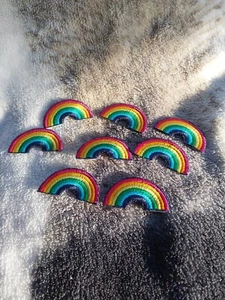 8x 6 Farben Regenbogen Bügelflicken 5cm x 2xm - Bild 1 von 4