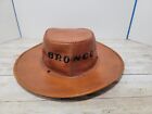 Vintage FORD Bronco Leather Brown Cowboy Hat Embroidered Logo Spell Out