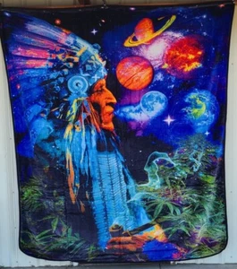 MANTA INDIAN CHIEF PEACE PLANETS ESTRELLAS MARIHUANA MARIHUANA TALLA REINA - Imagen 1 de 2