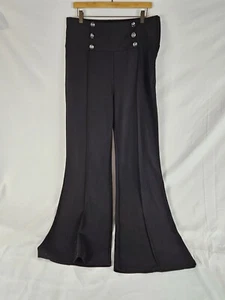 Hot Topic Black Pants Women’s Plus Size 2(18/20) 6 Skull Buttons Flare Seamed - Picture 1 of 7