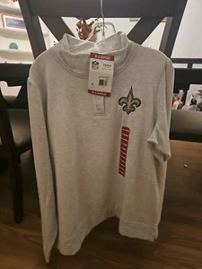 WOMENS New Orleans Saints Antigua Half-Button Pullover Jacket XL Light GRAY NWT - Picture 1 of 2