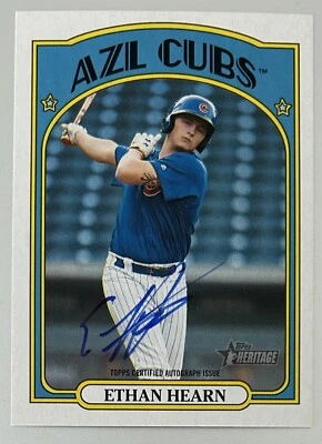Ethan Hearn 2021 Topps Heritage Minors ON-CARD AUTO Prospect Chicago Cubs - Image 1 of 2