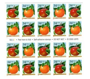 2000 34 cent Fruit complete Booklet of 20 Scott #3492b, Mint NH - Picture 1 of 1