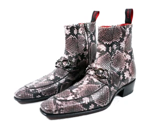 Jeffery-West Italian Mainline ANDERSON 'Filmstar' Gris Serpiente Cremallera Bota - Imagen 1 de 8